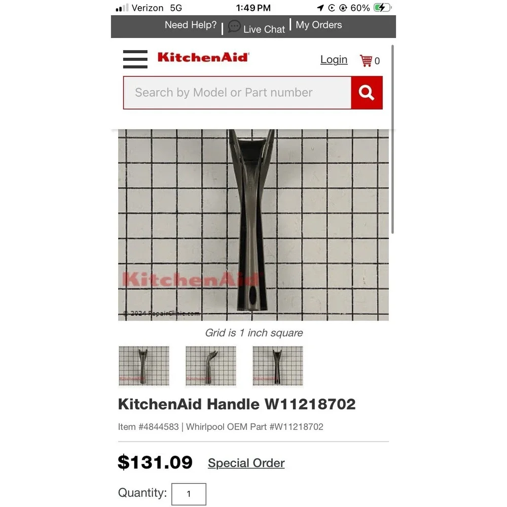 KitchenAid Wall Oven Hot Pan Holder OEM Handle W11218702 Spondonicles